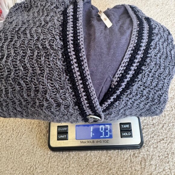 Free People Gray Textured Knit Button-Up Cardigan With Hood & Pockets Womens L - Picture 11 of 11